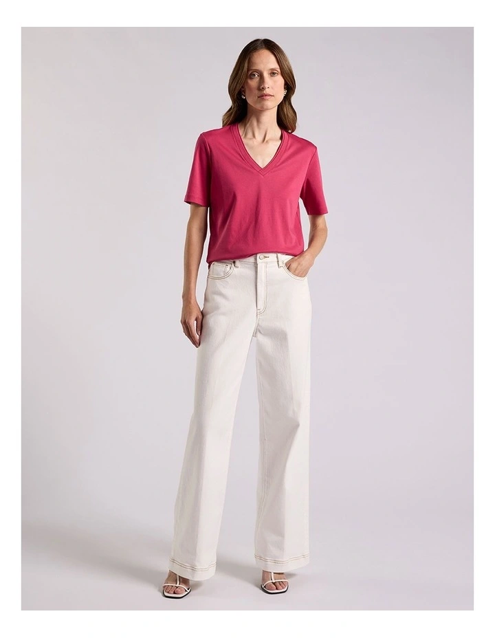 Misty V Neck Cotton Tee in Beetroot image 1