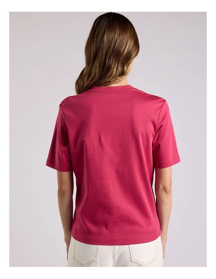 Misty V Neck Cotton Tee in Beetroot image 3