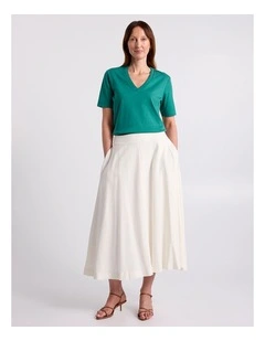 Misty V Neck Cotton Tee in Teal