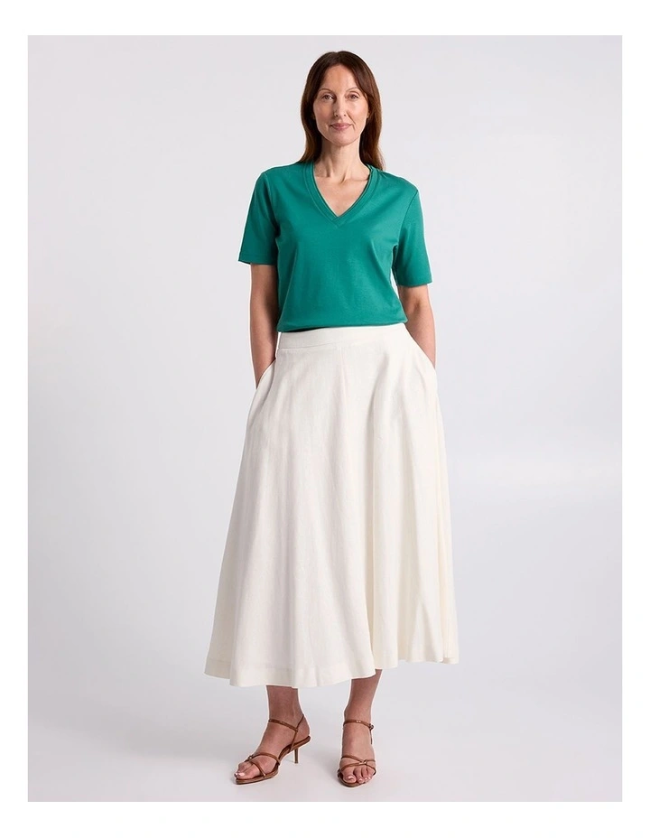 Misty V Neck Cotton Tee in Teal image 1