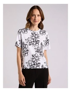 Lyla Mercerised Cotton Tee in Ivory Multi