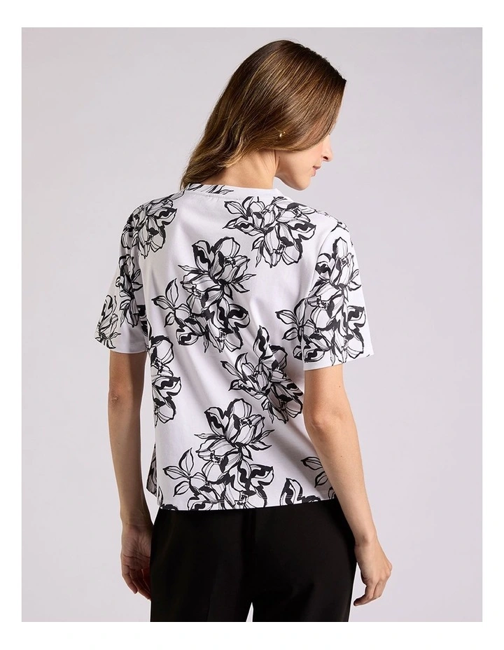 Lyla Mercerised Cotton Tee in Ivory Multi image 3
