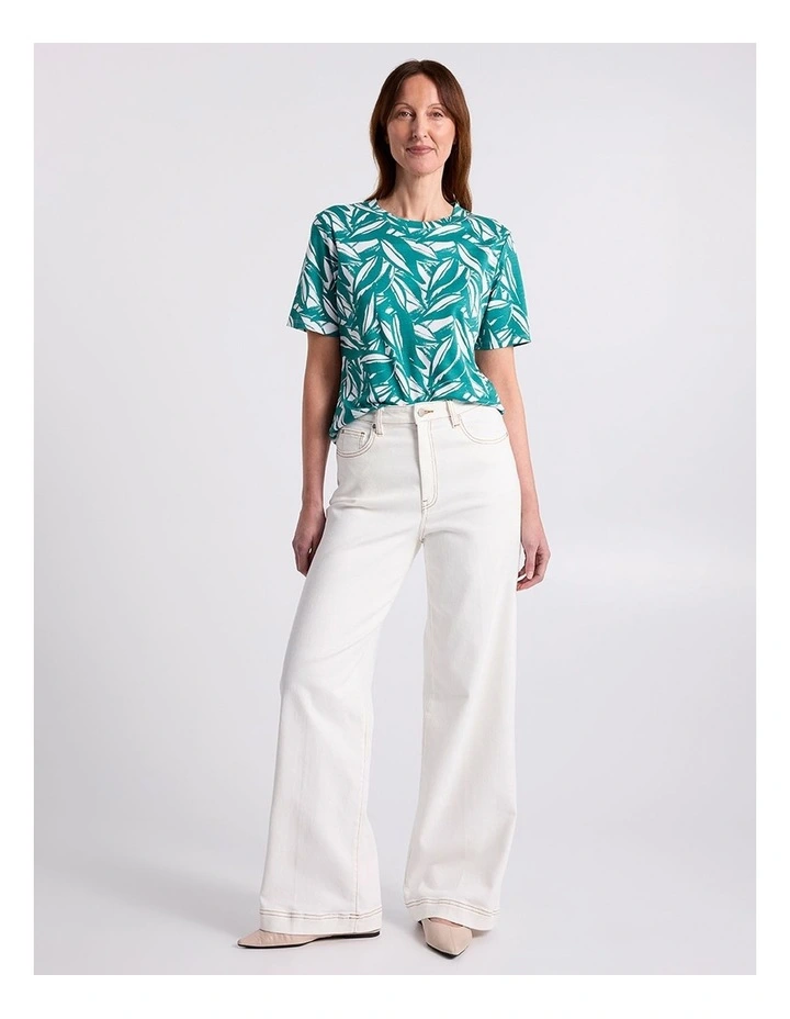 Cyrus Mercerised Cotton Tee in Teal Multi image 1