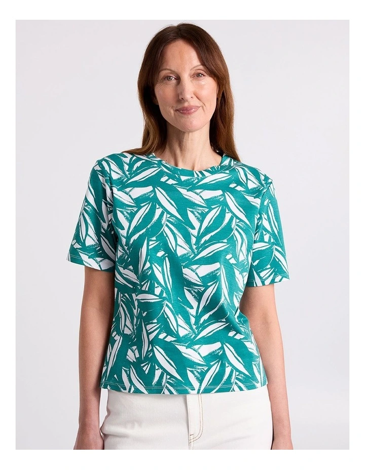 Cyrus Mercerised Cotton Tee in Teal Multi image 2