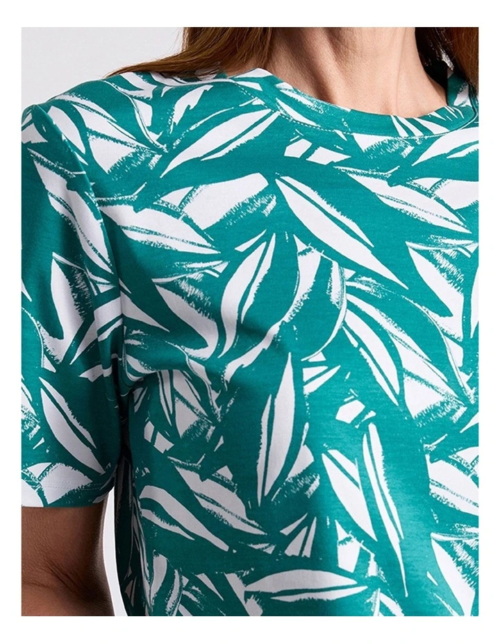 Cyrus Mercerised Cotton Tee in Teal Multi image 3