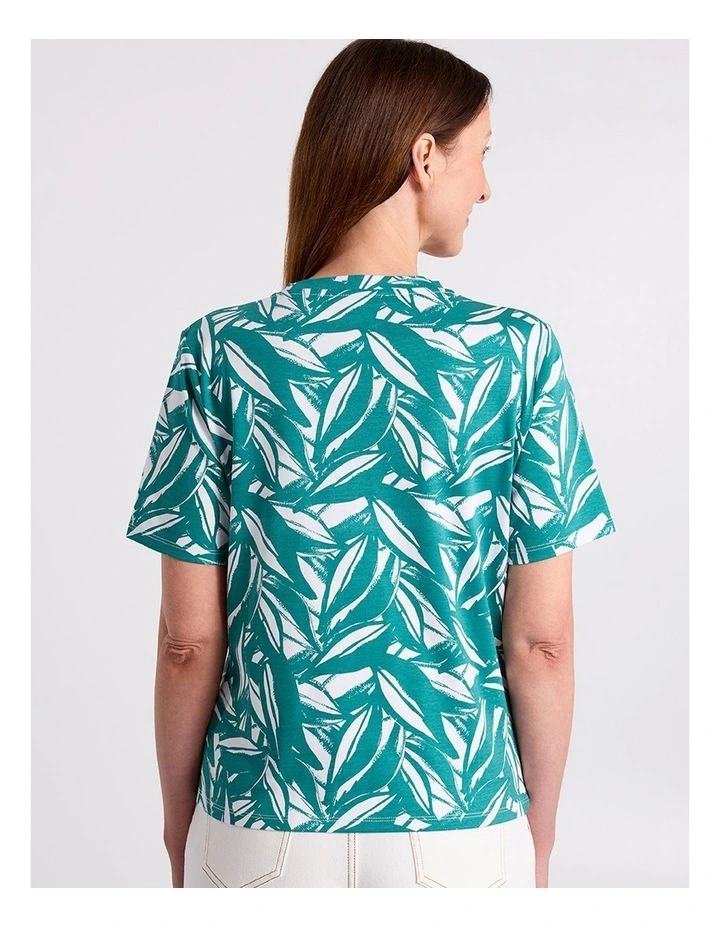 Cyrus Mercerised Cotton Tee in Teal Multi image 4