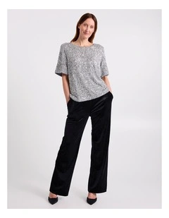 Phylis Boxy Sequin Tee in Platinum