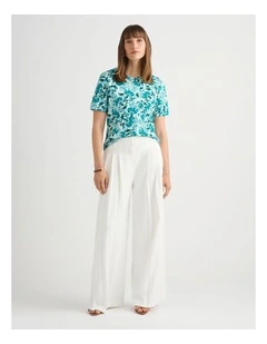 Aurinda Cotton Tee in Teal Multi