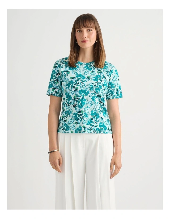 Aurinda Cotton Tee in Teal Multi image 2
