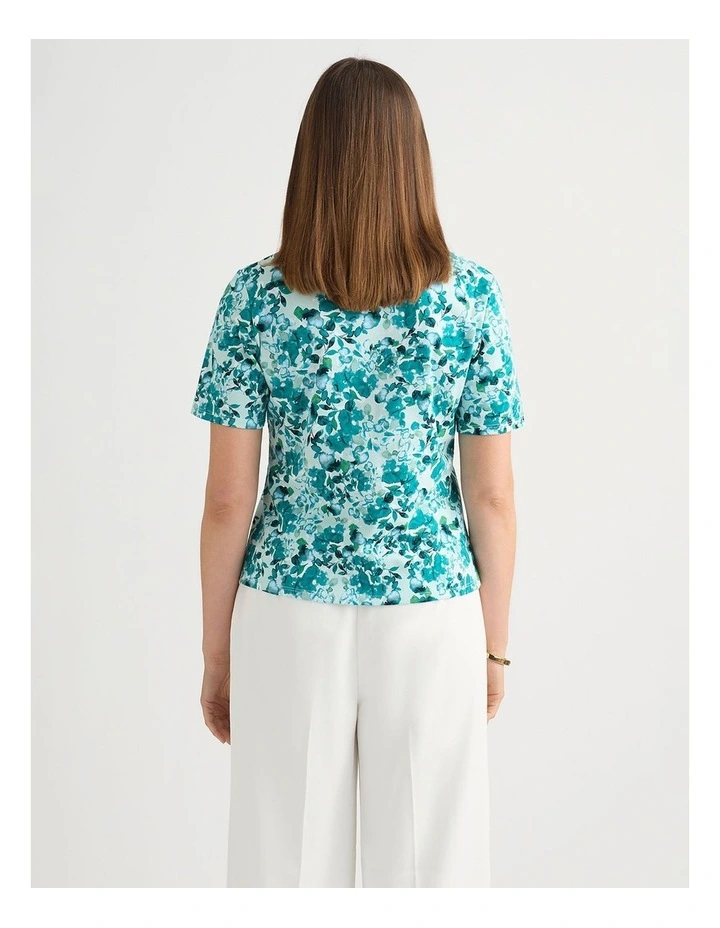 Aurinda Cotton Tee in Teal Multi image 3