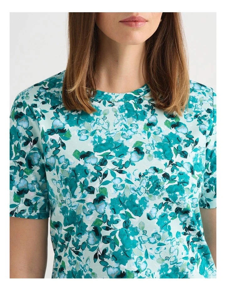 Aurinda Cotton Tee in Teal Multi image 4