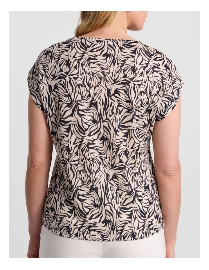 Safiya Linen Tee in Black Multi image 3