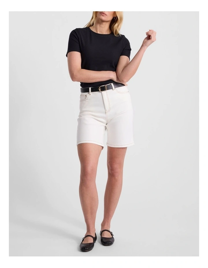 Penelope Cotton Rib Tee in Black image 2