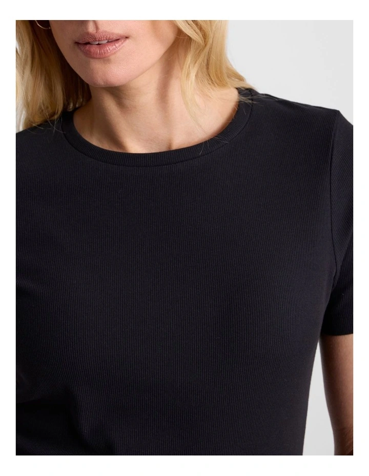 Penelope Cotton Rib Tee in Black image 4