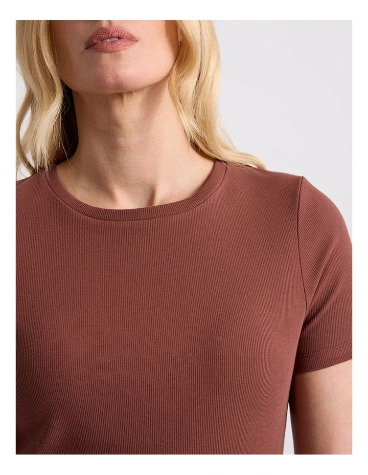Penelope Cotton Rib Tee in Terracotta image 3