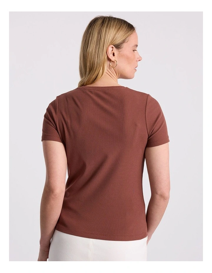 Penelope Cotton Rib Tee in Terracotta image 5