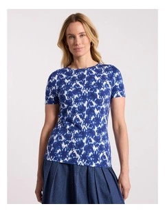Evelyn Bamboo Tee in Blue Multi