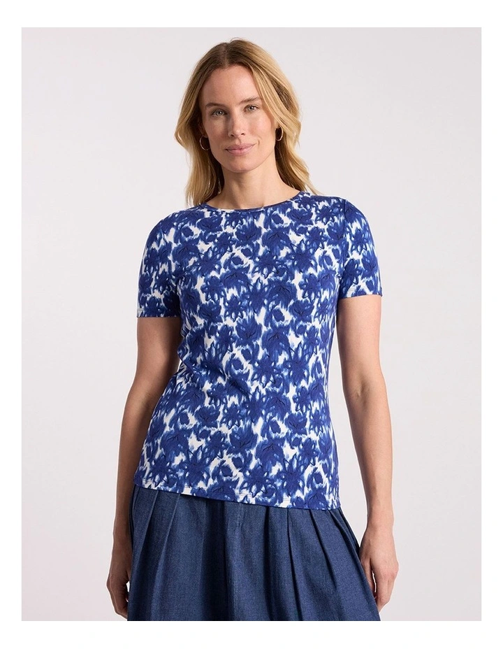 Evelyn Bamboo Tee in Blue Multi image 1