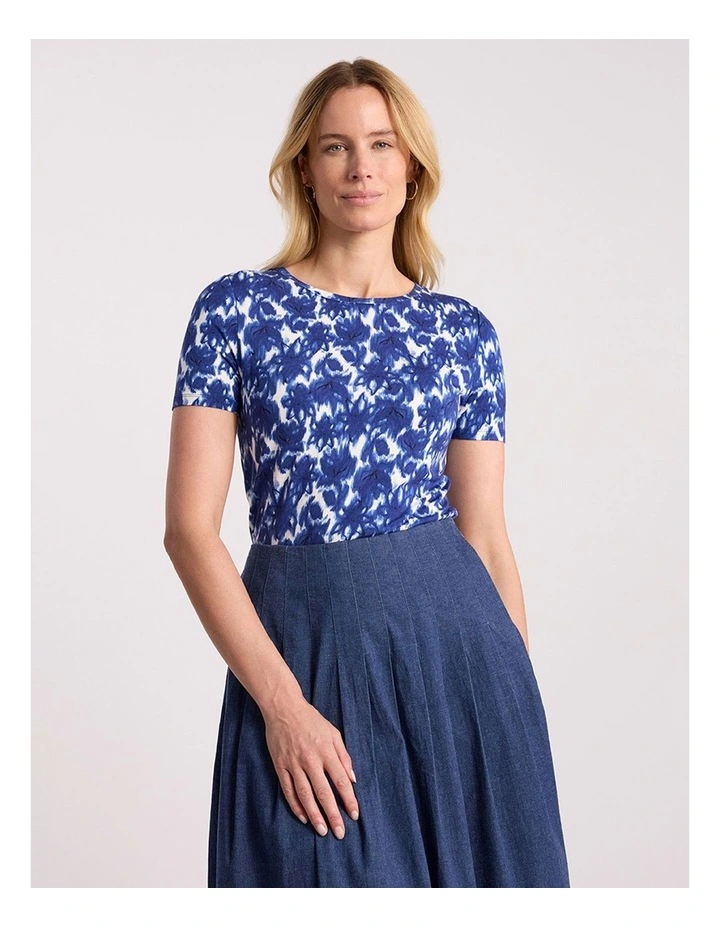 Evelyn Bamboo Tee in Blue Multi image 4
