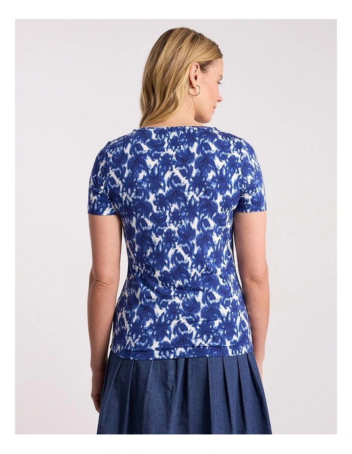 Evelyn Bamboo Tee in Blue Multi image 5