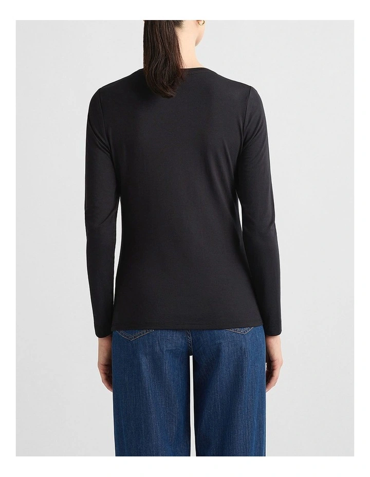 Betsy Long Sleeve Bamboo Tee in Black image 3