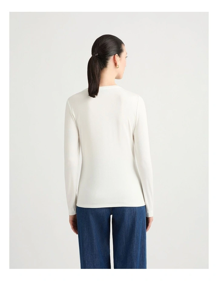 Betsy Long Sleeve Bamboo Tee in White image 3