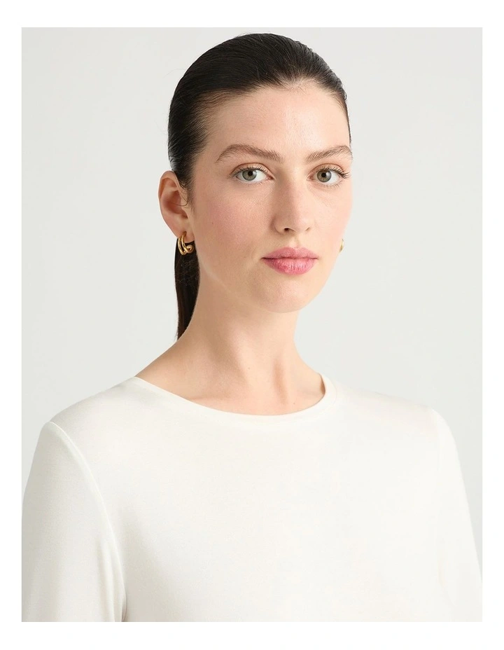Betsy Long Sleeve Bamboo Tee in White image 4