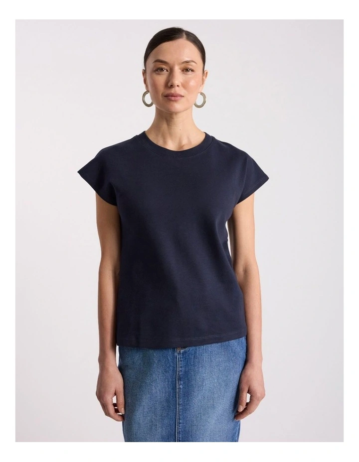 Idris Cotton Tee in Navy image 1