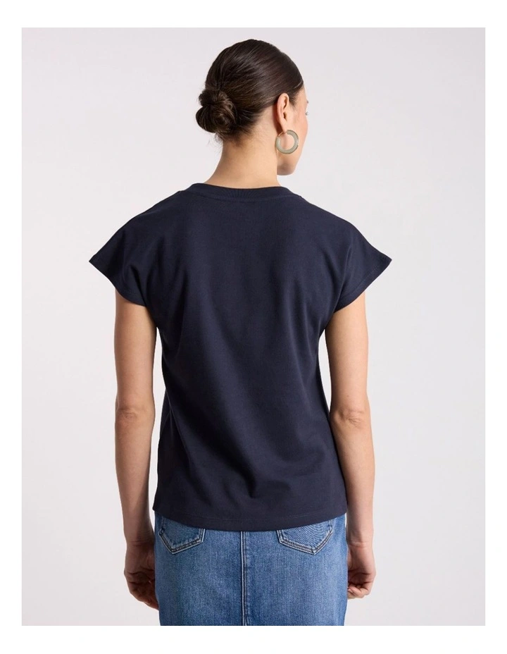 Idris Cotton Tee in Navy image 3
