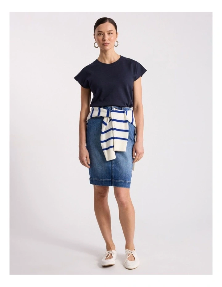 Idris Cotton Tee in Navy image 4