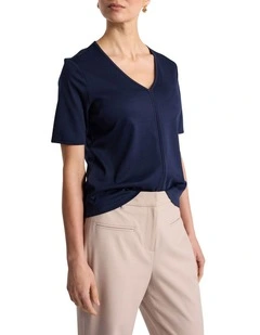 Jolyn Mercerised Cotton Tee in Navy