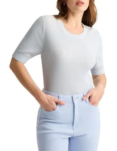 Tate Terry Knit Tee in Cloud