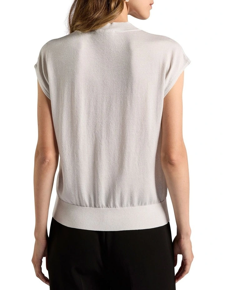 Alba Shimmer Knit Tee in Silver image 4