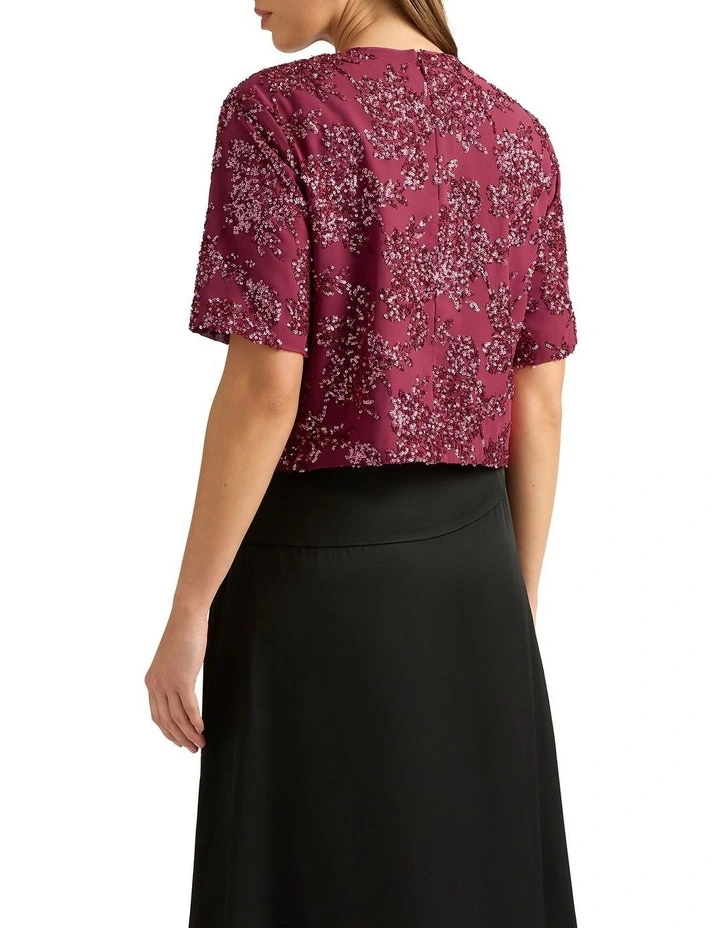 Firenze Sequin Crop Tee in Beaujolais image 2