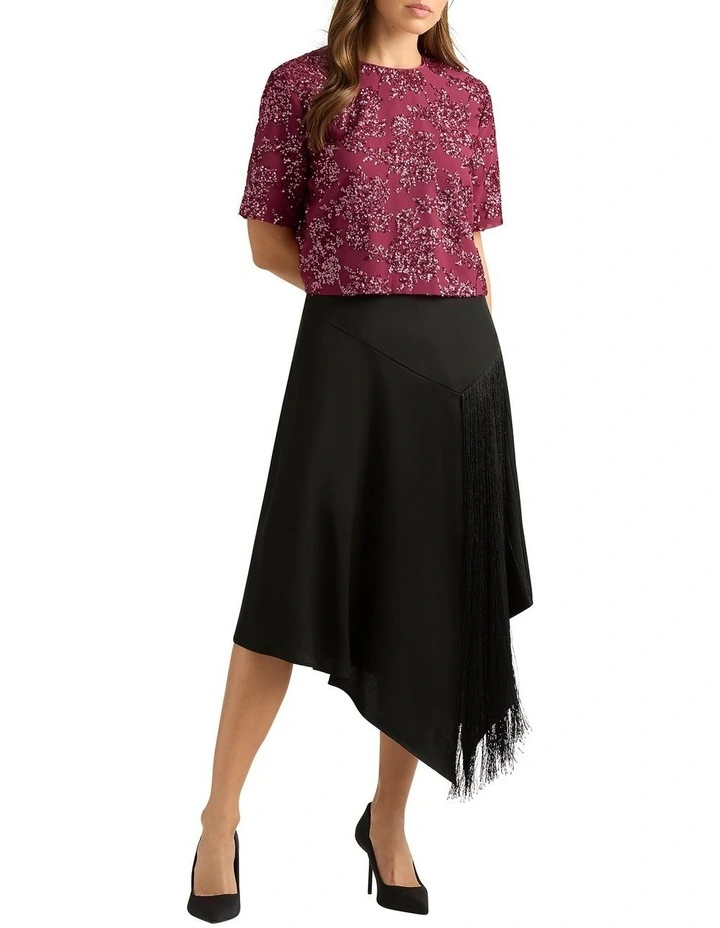 Firenze Sequin Crop Tee in Beaujolais image 3