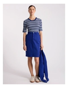 Maybelle Knit Tee in Blue Stripe