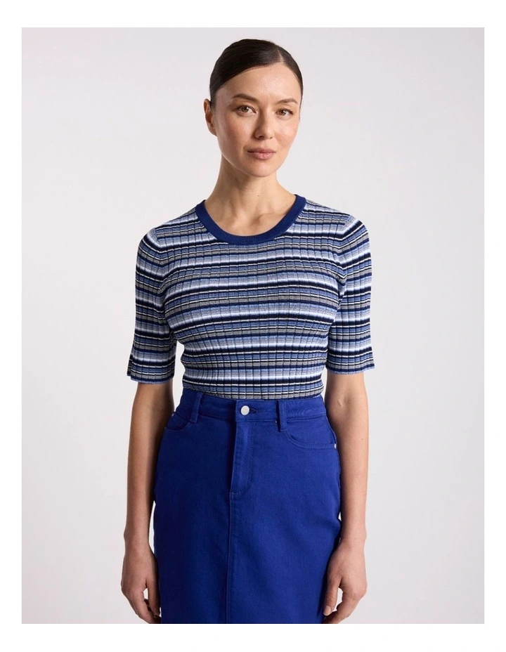 Maybelle Knit Tee in Blue Stripe image 2