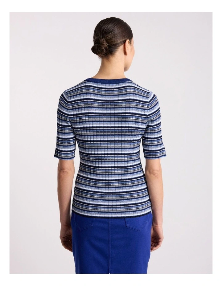 Maybelle Knit Tee in Blue Stripe image 4
