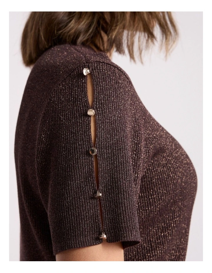 Caila Knit Tee in Chocolate image 3