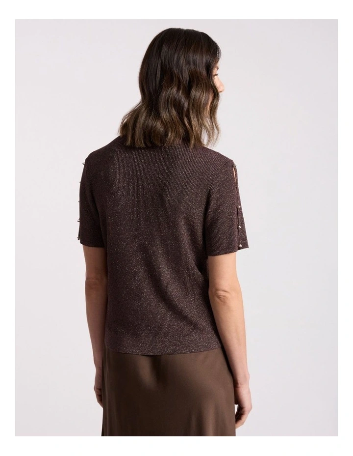 Caila Knit Tee in Chocolate image 4