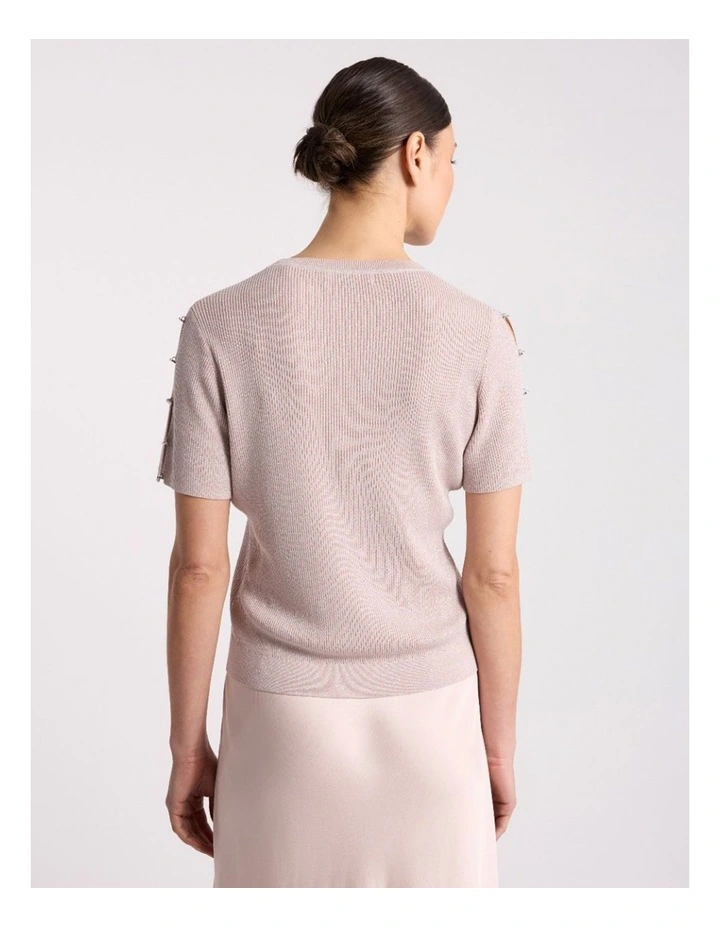 Caila Knit Tee in Persica Pink image 5