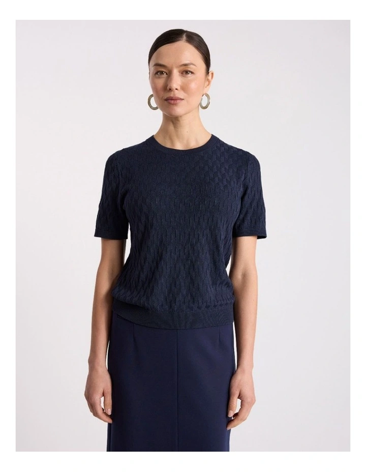 Cheyne Knit Tee in Navy image 2