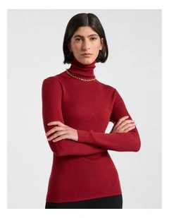 Orian Merino Knit Top in Scarlet