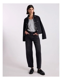 Hannah Crop Jeans in Washed Black