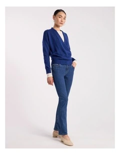 Amanda Slim Leg Jean in Flat Blue