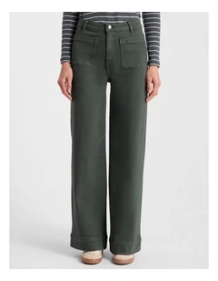 Lily Straight Leg Pant in Nori Green