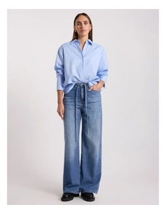Kalani Tie Waist Jean in Mid Wash