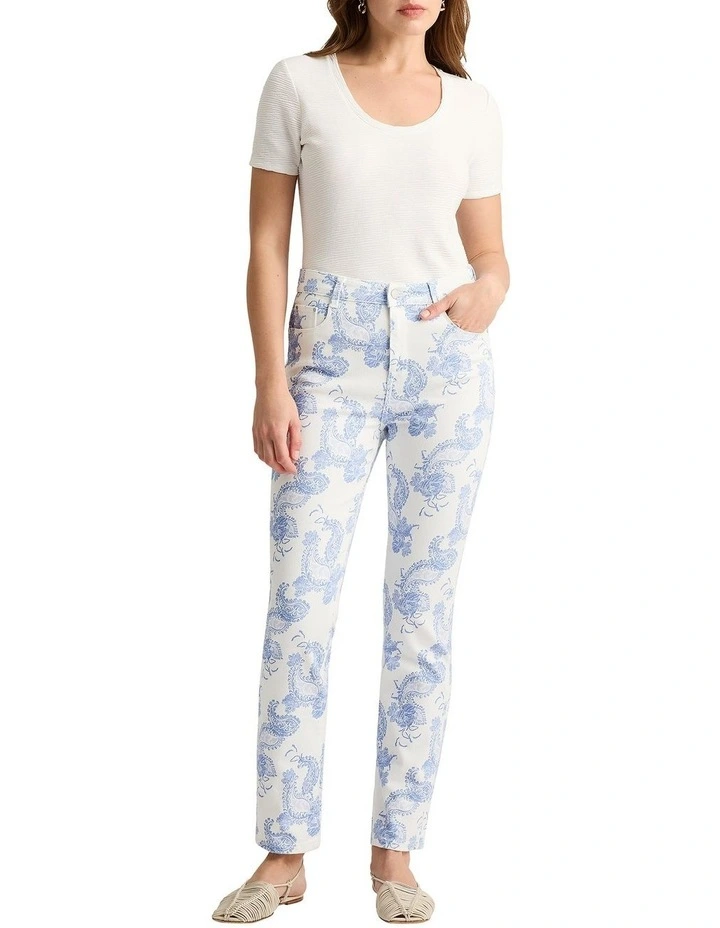 Milena Straight Leg Jean in White Multi image 1