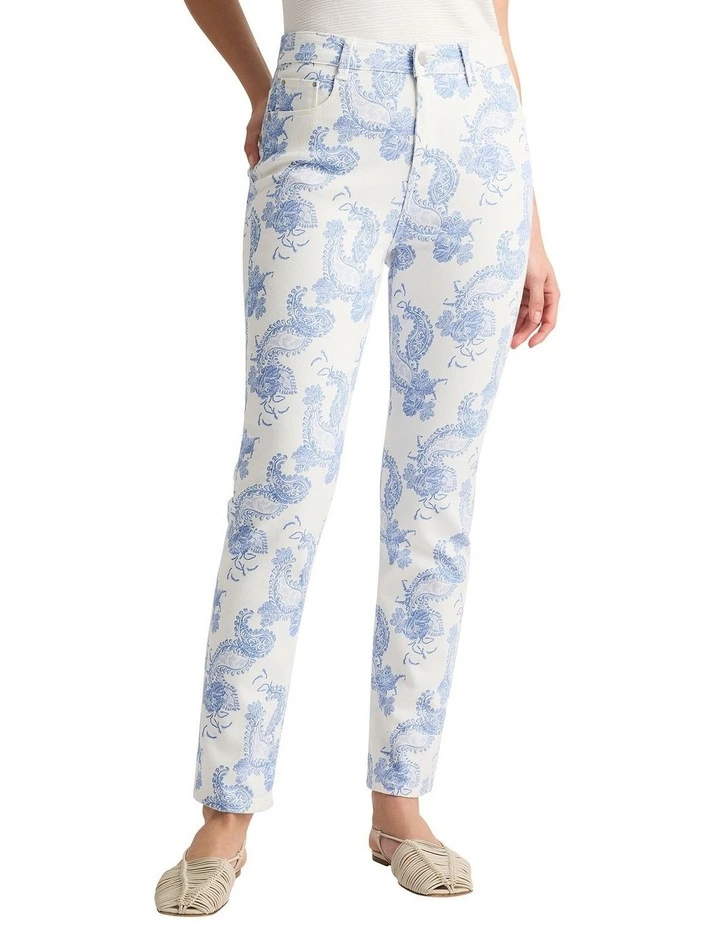 Milena Straight Leg Jean in White Multi image 2