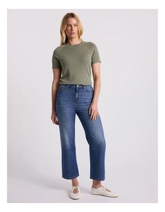 Goldie Crop Jean in Mid Wash